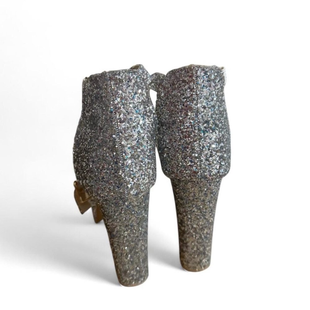 Glitter Silver Platform Heels - image 3